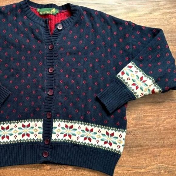 JUMPERS vintage fair isle cardigan sweater Nordic festive Christmas cotton sz L - Picture 1 of 12